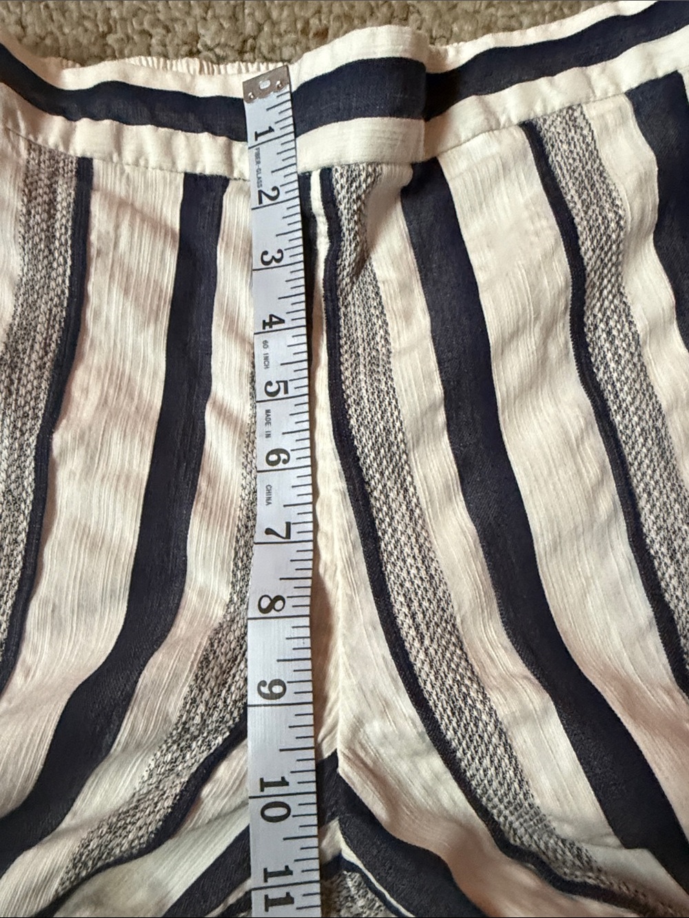 LOFT Navy and White Striped Wide Leg Crop Pants - Picture 5 of 10